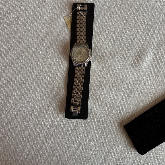 New York & Company Silver Women Watch with Crystal Accents - Picture 2 of 3